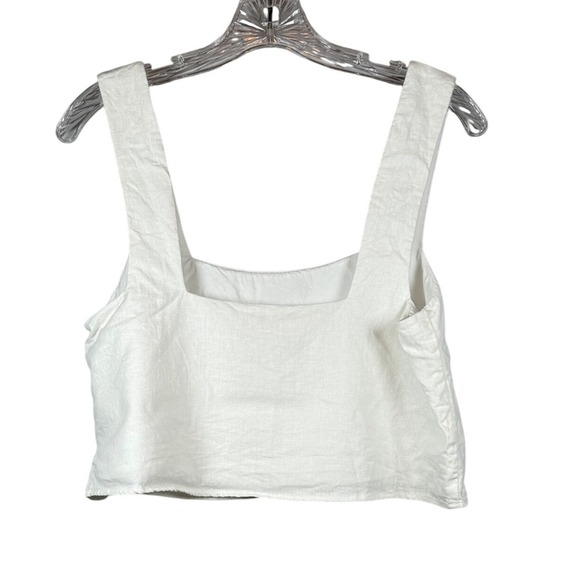 Show Me Your Mumu White Linen Cropped Tank Top, White, Size Small - Picture 2 of 6